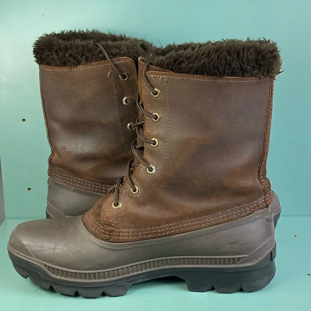 Sorel  VTG Kaufman Manitou Boots shoes Brown Rubber Leather Size 10 Mens